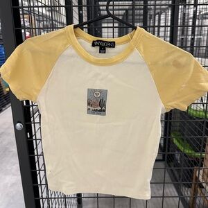 Yellow and Cream Crop Top